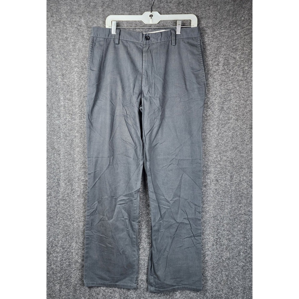Dockers Straight Fit Pants Mens 33x32 Gray Cotton Blend Chino Khaki Workwear